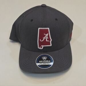 TOP OF THE WORLD|Alabama Black White Gray Towner Flex Fit Hat|Size OSFM